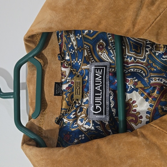 Retro 90's Guillaume Tan/Camel Suede Women's Blazer/Jacket With Paisley Lining - Picture 2 of 13